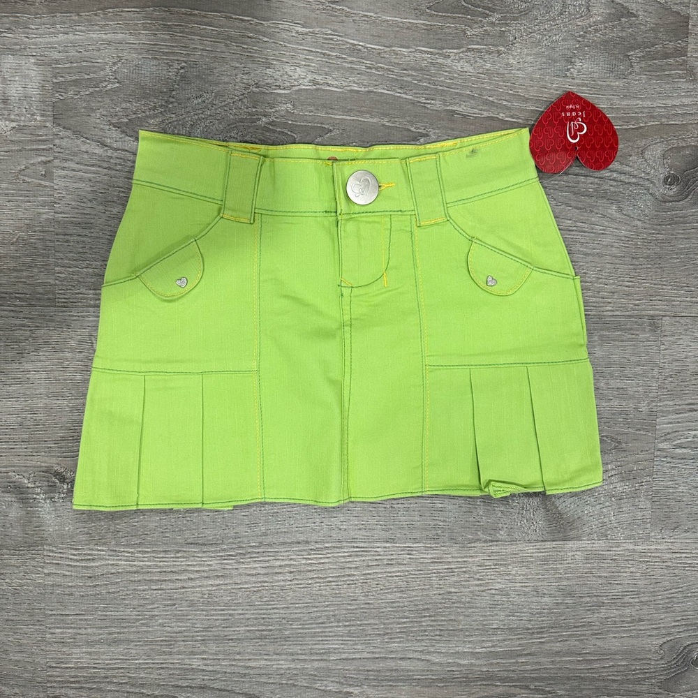 Bright Green Mini Skirt with Pleats